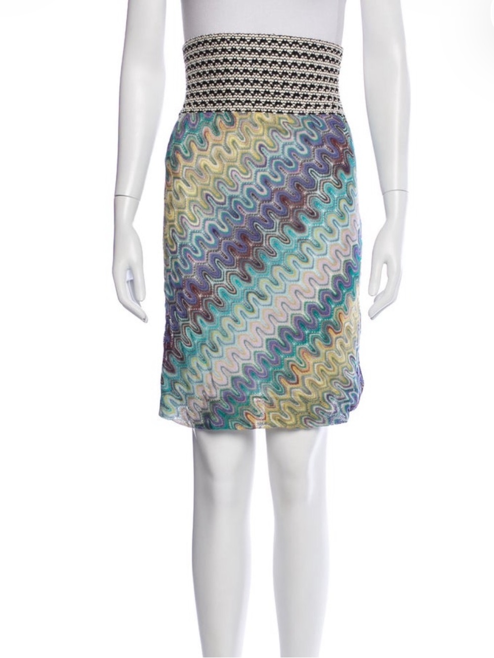 Missoni Multicolor Wave-Print Mini Skirt in Pastel Hues